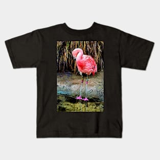 Pink Flamingo Digitized Watercolor Kids T-Shirt